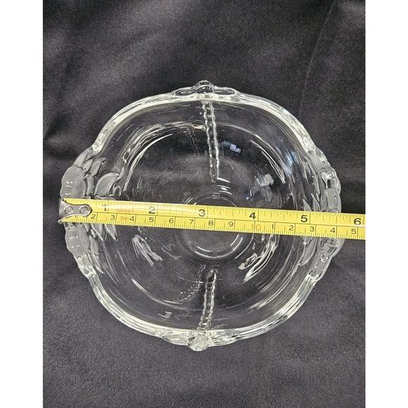 Vintage Clear Glass Etched Leaves Flowers Bowl Retro Candy Dish Ring Bowl 6"x3" - Picture 5 of 6